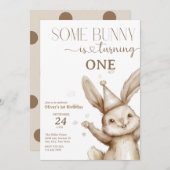 Verjaardag van het lieve konijn kaart (Voorkant / Achterkant)