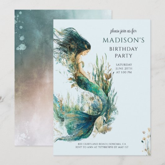 Verjaardag van het magische zeemeerminmeisje kaart (Voorkant / Achterkant)