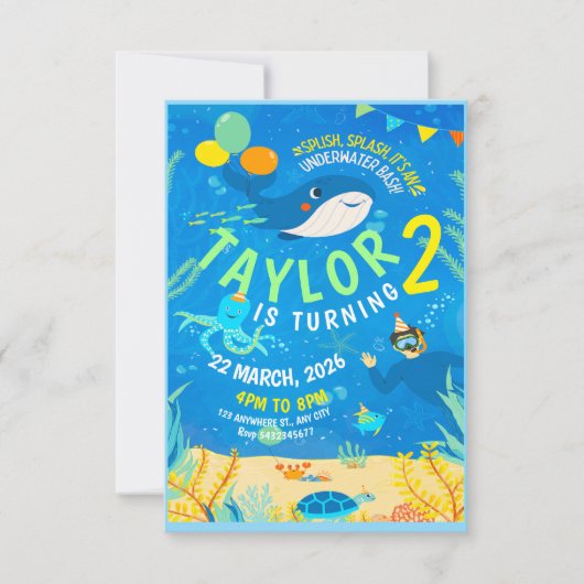 verjaardag van het onderwaterleven kaart (Voorkant)