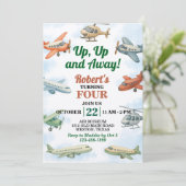 Verjaardag van het Up and Away Vliegtuig Kaart (Staand voorkant)