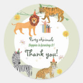 Verjaardag van het wilde Oerwoud Ronde Sticker (Voorkant)