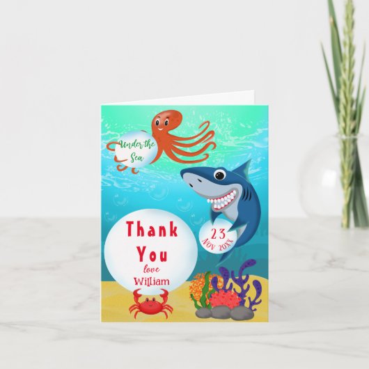 Verjaardag van het Zee Animals Kind Bedankkaart (Voorkant)