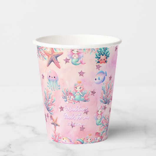 Verjaardag van het Zee Kind Papieren Bekers (Voorkant)
