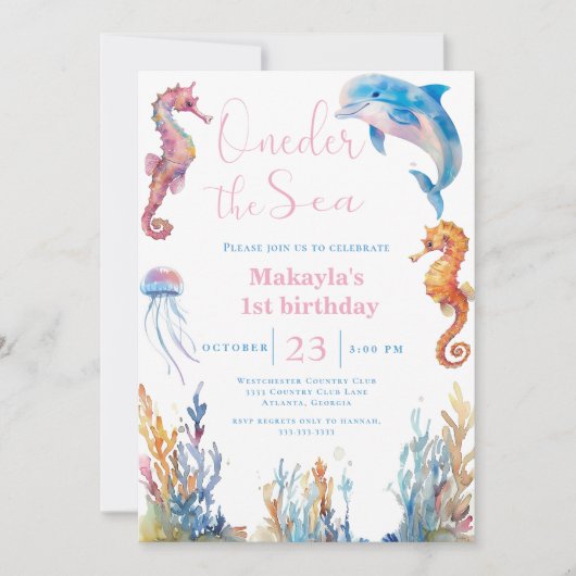 Verjaardag van het Zee onder zeedieren Kaart (Voorkant)