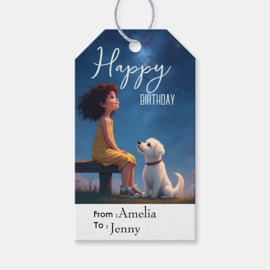 Verjaardag van hondenliefhebber cadeaulabel (Voorkant)