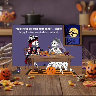 Verjaardag van Huwelijk op Halloween Grappige Skel Kaart