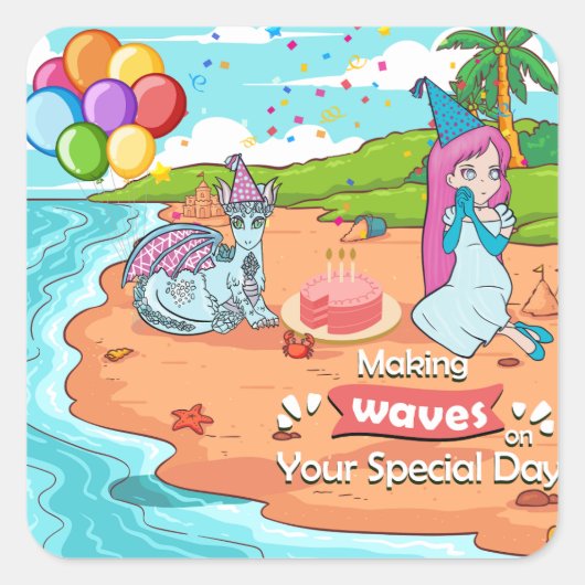 Verjaardag van Icy 2024 Vierkante Sticker (Voorkant)