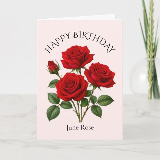 Verjaardag van Juni Roos Kaart (Voorkant)