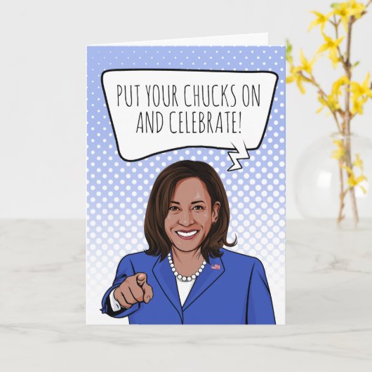 Verjaardag van Kamala Harris: Doe je Chucks aan Kaart (Gele Bloem)