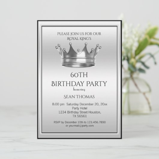 Verjaardag van King's Silver Crown Man Kaart (Staand voorkant)