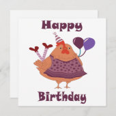 Verjaardag van kip feestdagenkaart (Voorkant / Achterkant)