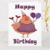 Verjaardag van kip kaart (Gele Bloem)