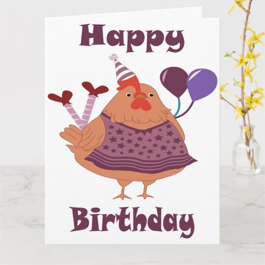 Verjaardag van kip kaart (Gele Bloem)
