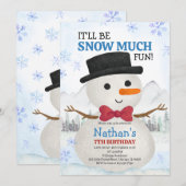 Verjaardag van kleine sneeuwman kaart (Voorkant / Achterkant)