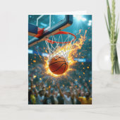 Verjaardag van kleinzoon Flaming Basketbal in het  Kaart (Voorkant)