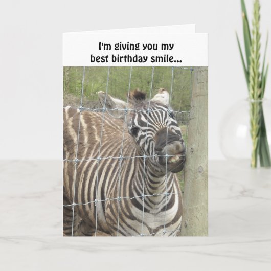 Verjaardag van lachende zebra kaart (Voorkant)
