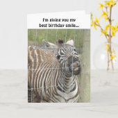 Verjaardag van lachende zebra kaart (Gele Bloem)