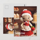 Verjaardag van Lady Crochet en cupcakes Briefkaart (Voorkant / Achterkant)