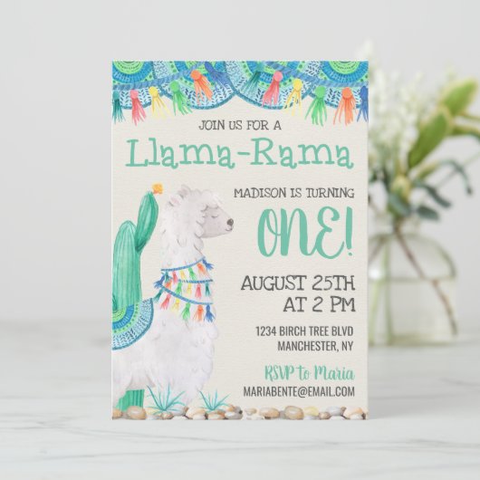 Verjaardag van Llama-Rama Kaart (Staand voorkant)