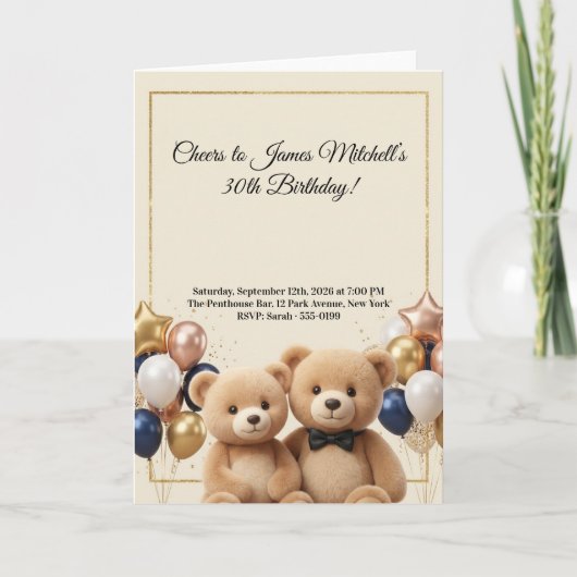 Verjaardag van luxe teddybeer kaart (Voorkant)