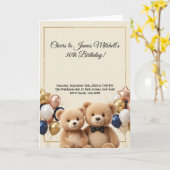 Verjaardag van luxe teddybeer kaart (Gele Bloem)