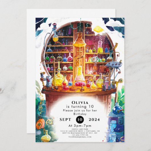 Verjaardag van Magic Scientist van Simple Kinderen Kaart (Voorkant / Achterkant)