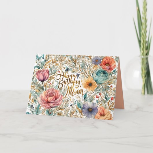 Verjaardag van mama Bloemen Kaart (Voorkant)