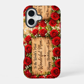 Verjaardag van Moeder met Rode Rozen iPhone 16 Hoesje