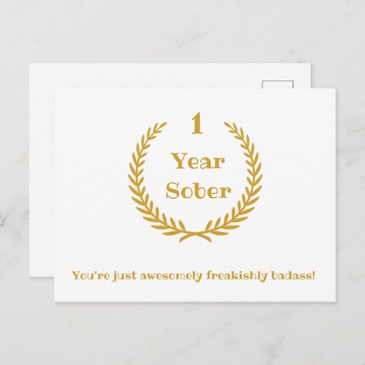 Verjaardag van nuchterheid, aanpasbaar jaar briefkaart (Voorkant / Achterkant)