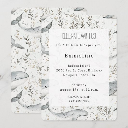 Verjaardag van Oceaan Grijze Walvissen Kaart (Voorkant / Achterkant)