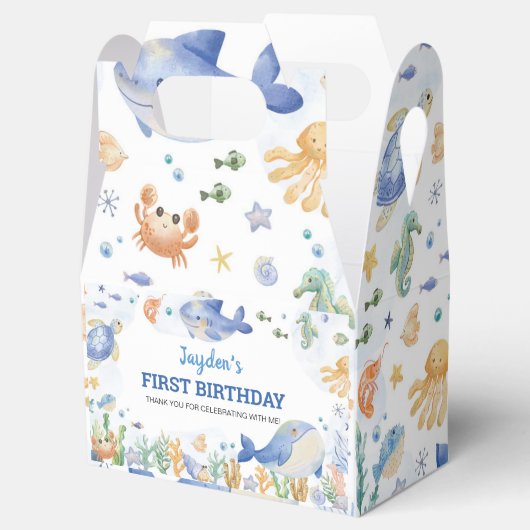 Verjaardag van Ocean Animals Boys onder het Zee Bedankdoosjes (Geopend)