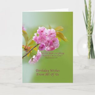 Verjaardag, van ons allemaal, kersenbloesems kaart