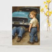 Verjaardag van papa 1955 Chevy met jongen Kaart (Gele Bloem)