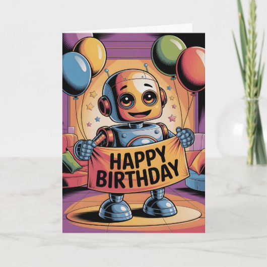 Verjaardag van Robot Kind Kaart (Voorkant)