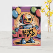 Verjaardag van Robot Kind Kaart (Gele Bloem)