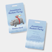 Verjaardag van Rocket Hippo Badge (Voor- en achterkant)