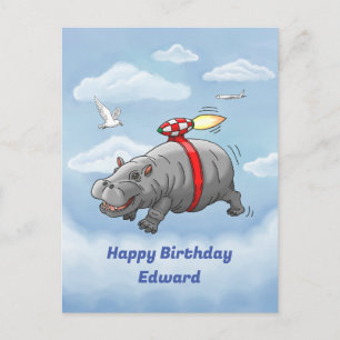 Verjaardag van Rocket Hippo Briefkaart