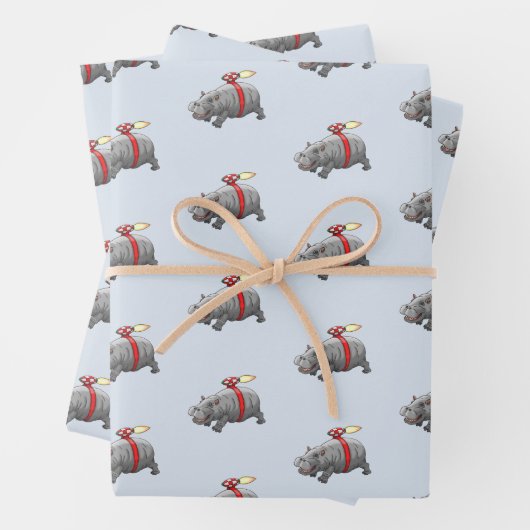 Verjaardag van Rocket Hippo Inpakpapier Vel (In situ)