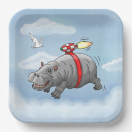 Verjaardag van Rocket Hippo Papieren Bordje