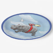 Verjaardag van Rocket Hippo Papieren Bordje (Gekanteld)