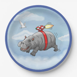 Verjaardag van Rocket Hippo Papieren Bordje