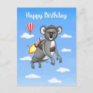 Verjaardag van Rocket Koala Briefkaart
