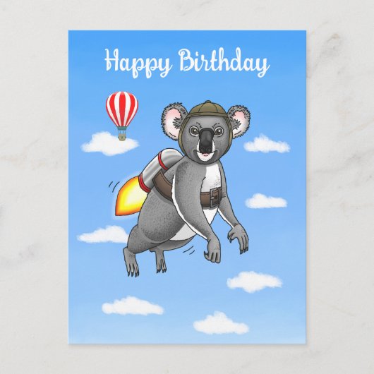 Verjaardag van Rocket Koala Briefkaart (Voorkant)