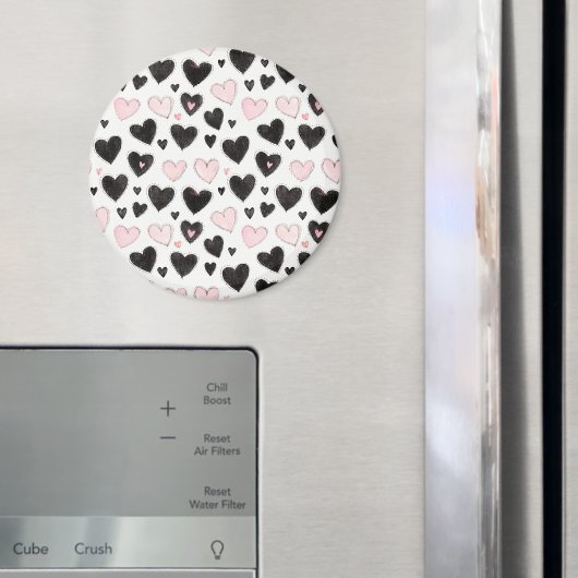 Verjaardag van Roze Zwarte Harten Magneet (Insitu (Koelkast))