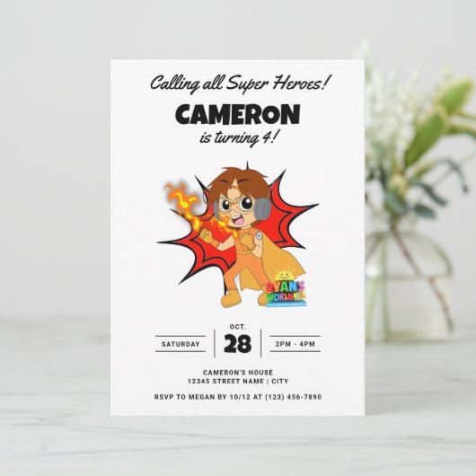 Verjaardag van Ryan's World Comic Kaart (Staand voorkant)