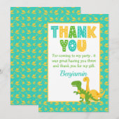 Verjaardag van schattige dinobojes bedankkaart (Voorkant / Achterkant)