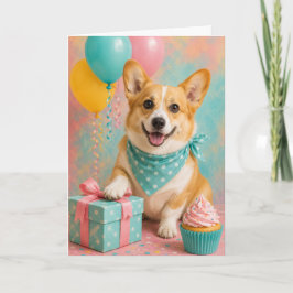 Verjaardag van schattige Welsh Corgi Kaart
