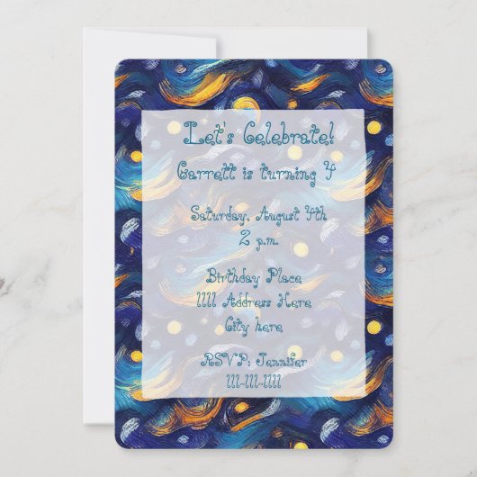 Verjaardag van Sky of Stars Kaart (Voorkant)