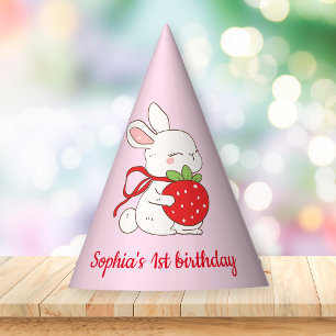 Verjaardag van Some Bunny Strawberry Roze Feesthoedjes