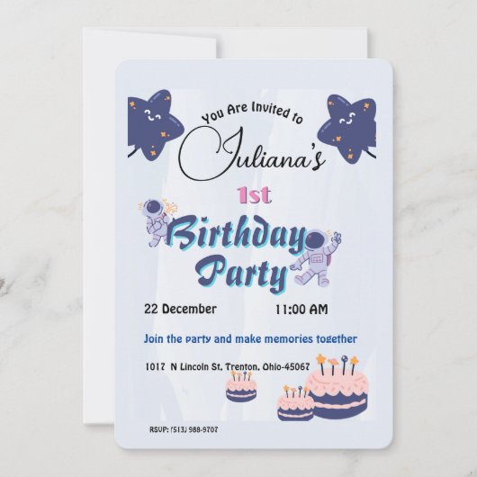 Verjaardag van Space Explorer - Astronauten en ste Kaart (Voorkant)